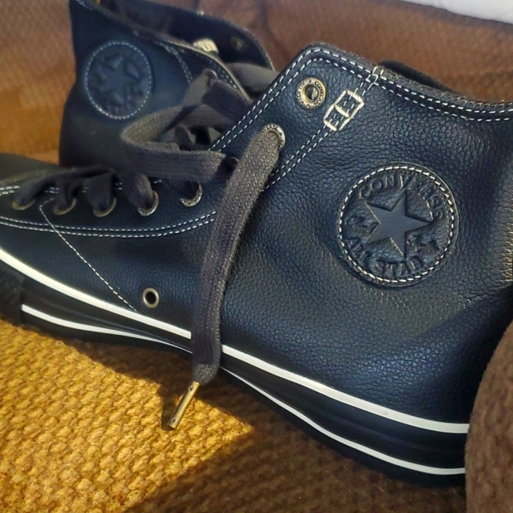 Converse, Chuck Taylors,11.5,Black Leather
